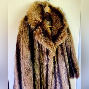 Vintage raccoon fur coat New York City glam